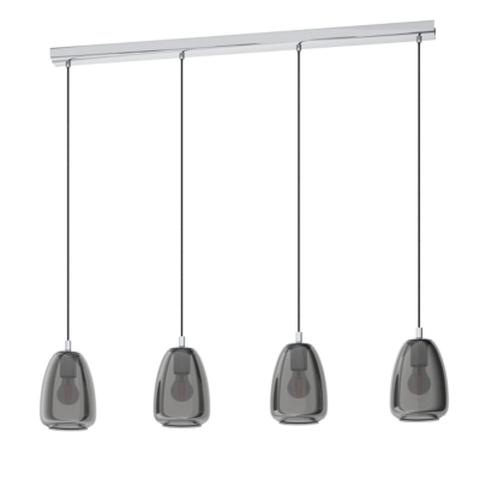 Suspension 4 lumières l.108 cm alobrase verre noir pas cher