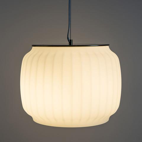 Suspension large opaline canelé pas cher