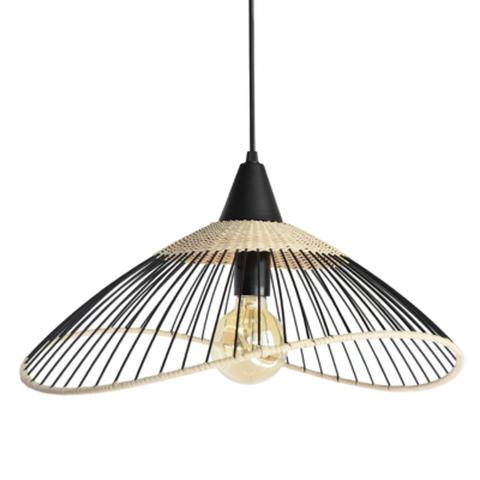 Suspension rotin d.45 kasteli noir & naturel pas cher