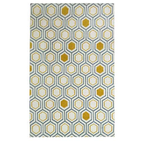 Tapis 120x170 cm izia coloris jaune / bleu pas cher