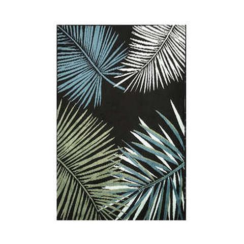 Tapis 200x300 cm golden jungle feuillages blanc vert bleu pas cher