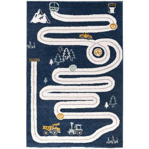 Tapis enfants 100x150 cm circuit coloris bleu pas cher