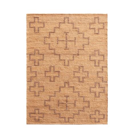 Tapis jute et cuir , esprit natte , facet pas cher