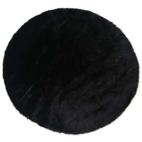 Tapis rond 120 cm peau coloris noir pas cher