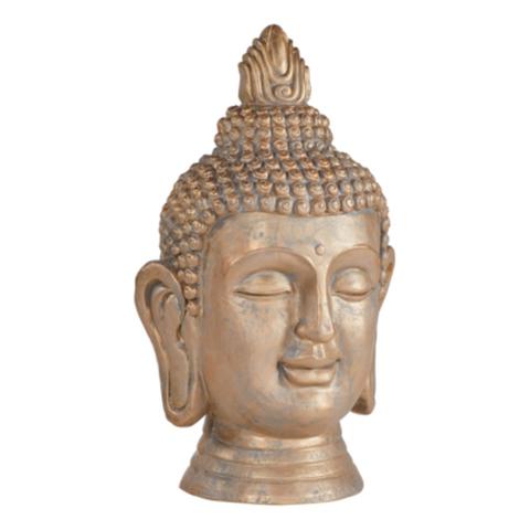 Tête bouddha antique h.74 cm doré antique pas cher