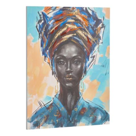 Toile 90x120 cm femme foulard multicolore pas cher