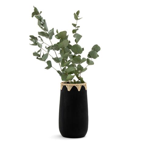 Vases décoratif en céramique et sisal kuro pas cher