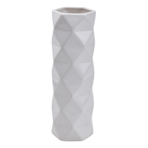 Vases h. 30 cm facettes blanc pas cher