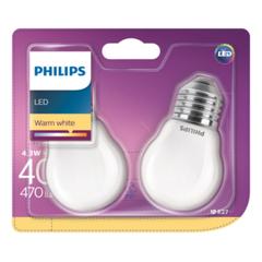 Ampoules led sphere e27 40w philips lot de 2 blanc chaud pas cher