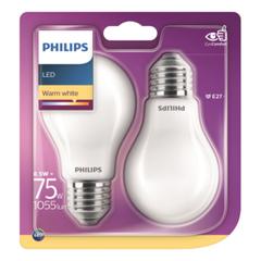 Ampoules led standar 75w e27 philips lot de 2 blanc chaud pas cher