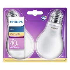 Ampoules led standar e27 40w philips lot de 2 blanc chaud pas cher