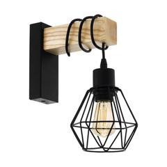 Applique acier / bois townshend5 noir pas cher