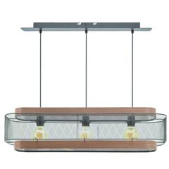 Barre suspension 3 lumières taiga noir / bois pas cher