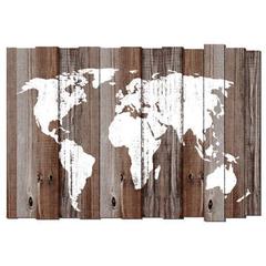 Carte du monde imprimée sur bois mappy coloris blanc pas cher