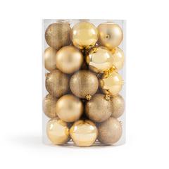 Coffret de 34 boules de noël doré , caspar pas cher