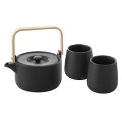 Coffret théière + 2 tasse osaka noir pas cher