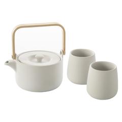 Coffret théière et 2 tasses osaka blanc pas cher