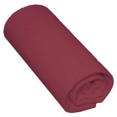 Drap housse 160x200 cm satina coloris lie de vin pas cher