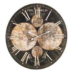 Horloge d.60 cm map noir / doré pas cher