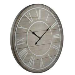 Horloge d.80 cm cottage naturel / blanc pas cher
