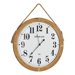 Horloge d72 cm cordage naturel / blanc pas cher