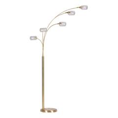 Lampadaire h. 200 cm sycaria métal brossé et transparent pas cher