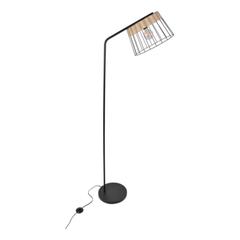 Lampadaire métal / rotin h171 cm indah noir mat pas cher