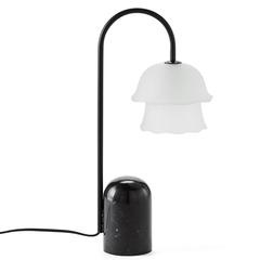 Lampe à poser métal marbre et verre sablé linza pas cher