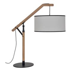 Lampe bois & métal h. 64 cm brooklyn blanc pas cher