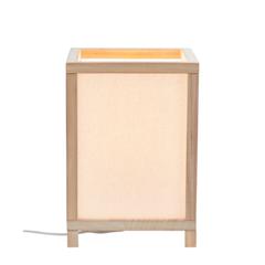 Lampe carrée bois coton h33 cm hinata blanc pas cher