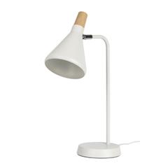 Lampe de bureau h. 44 cm ykiel blanc et bois pas cher