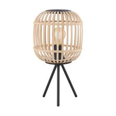 Lampe h. 40 cm bordesley noir et bois pas cher