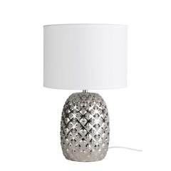 Lampe pied en porcelaine h36 , 5 ananas chrome / blanc pas cher