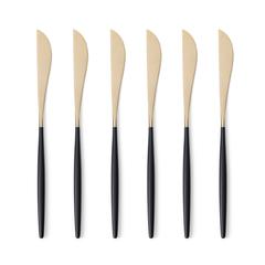 Lot de 6 couteaux inox doré , barbule pas cher