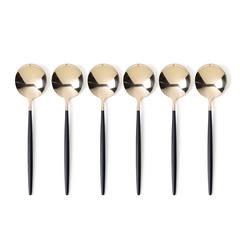 Lot de 6 cuillères à soupe inox doré , barbule pas cher