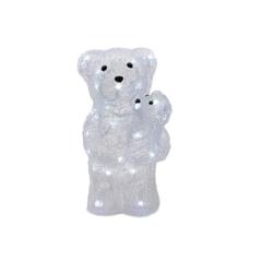 Ours et bébé ours h. 30 cm blanc pas cher