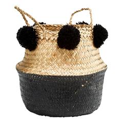 Panier rond en zostère poda noir pas cher