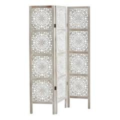 Paravent 120x169 cm romance bois blanchi pas cher