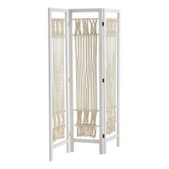 Paravent 120x170 cm macrame blanc pas cher