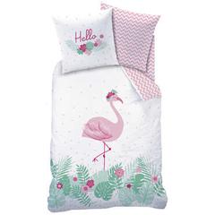 Parure de lit housse + 1 taie 140x200cm flamant rose pas cher