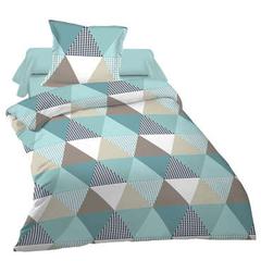 Parure housse de couette 140x200 cm + 1 taie d'oreiller triangle pas cher