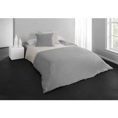 Parure housse de couette 200x200 cm + 2 taies d'oreiller perla coloris gris / écru pas cher