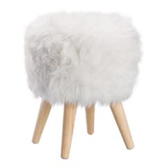 Pouf ø 30 cm snow blanc pas cher