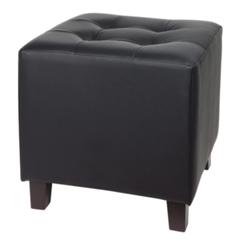 Pouf 35 x 35 cm capitonne noir pas cher