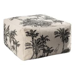 Pouf h. 30 cm gravure beige pas cher