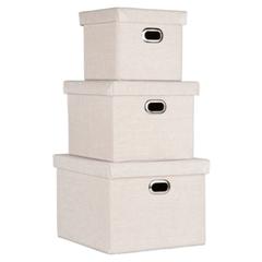 Set 3 boites lino beige pas cher