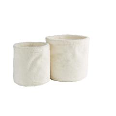 Set de 2 paniers iceland imitation fourrure blanc pas cher