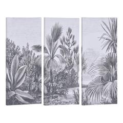 Set de 3 toiles 90x70 cm tropical grav noir / blanc pas cher