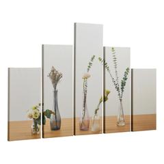 Set de 5 toiles 100x150 cm botanique beige pas cher