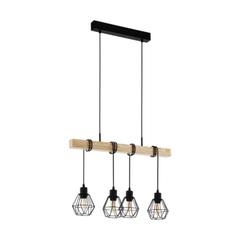 Suspension 4 lumières townshend5 noir et marron pas cher